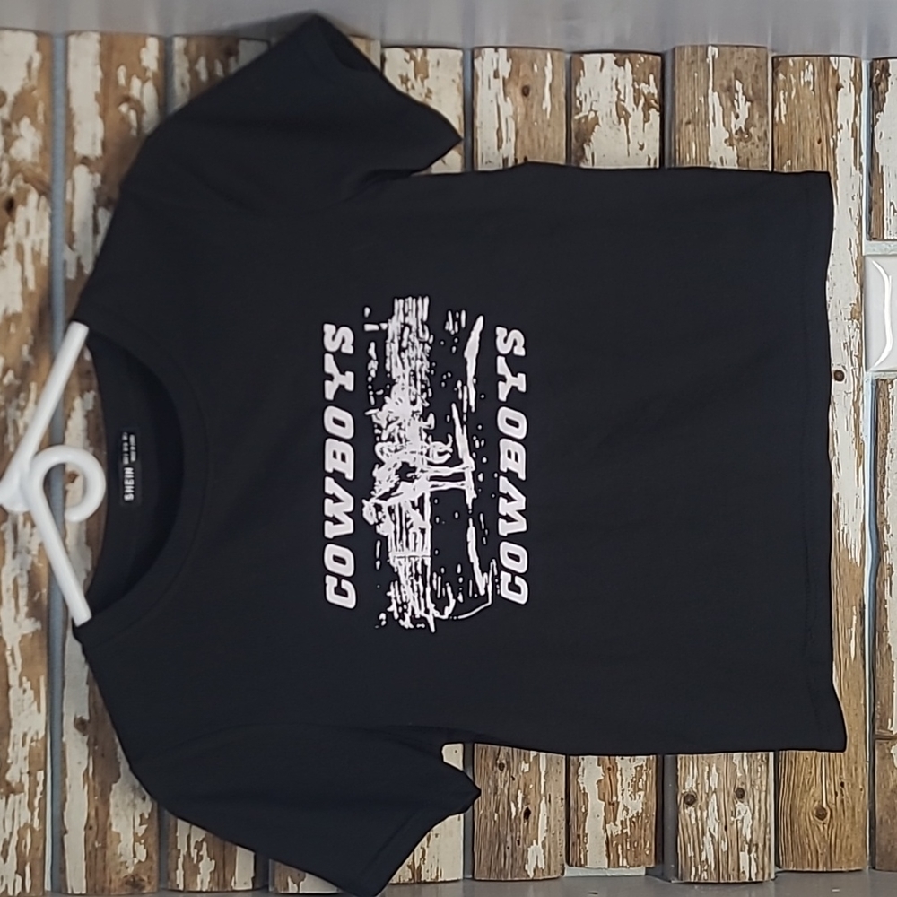 Womens Shein Cowboys Crop Sz.Sm T-Shirt
